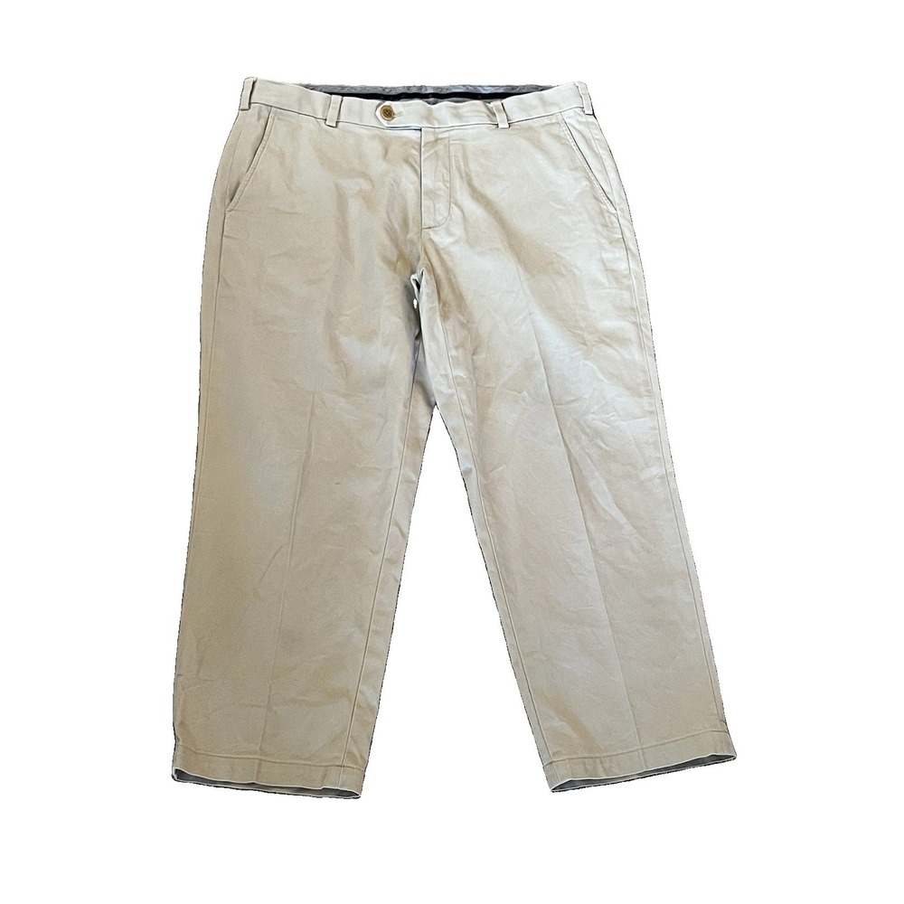 Brooks Brothers Clark Mens Khaki Chino Pants W36 L26 Beige Stretch Hemmed